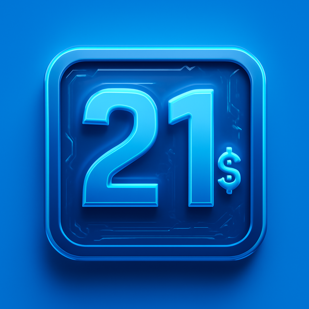 A badge symbolizing guidance on 21 Game terms.