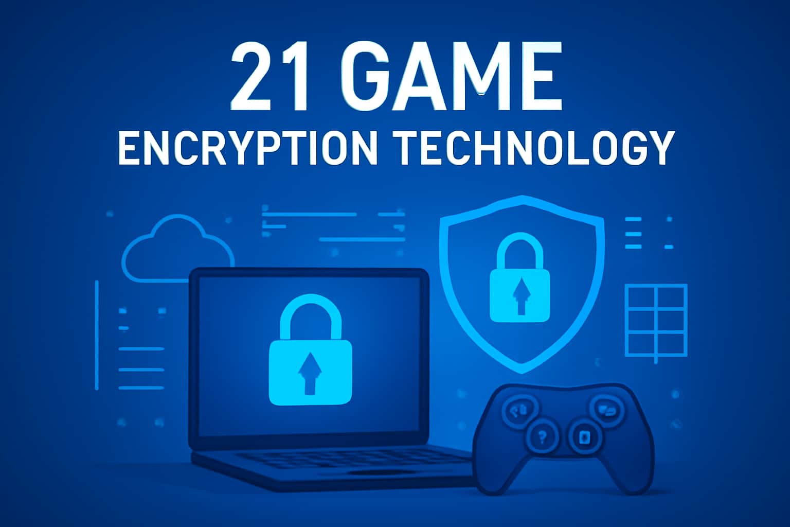 An educational scene showcasing 21 Game Encryption Technology with a focus on data security.