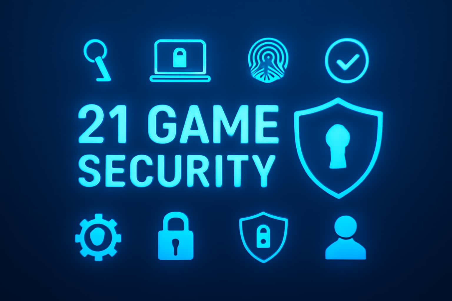 A futuristic image illustrating the security features of 21 Game with a high-tech aesthetic.