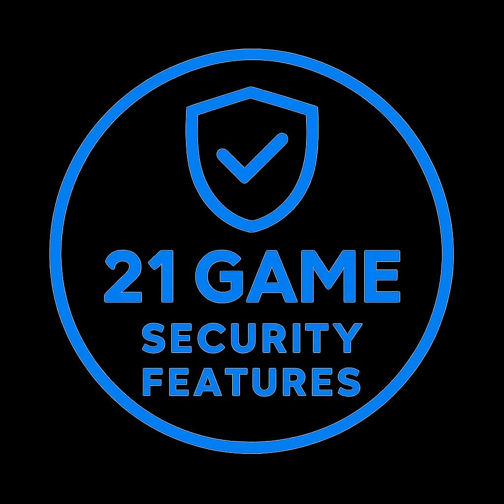 An icon representing 21 Game Security Features in a professional style.