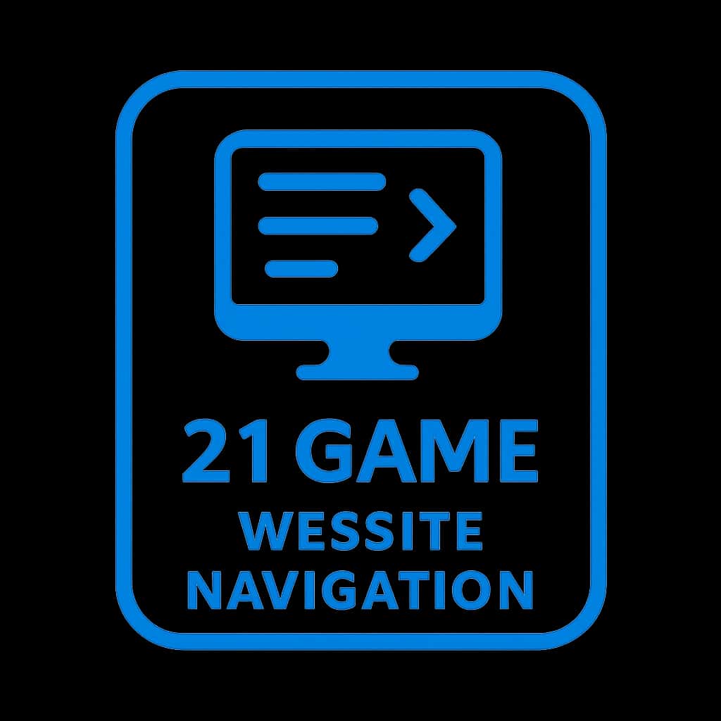 A badge representing 21 Game Website Navigation.