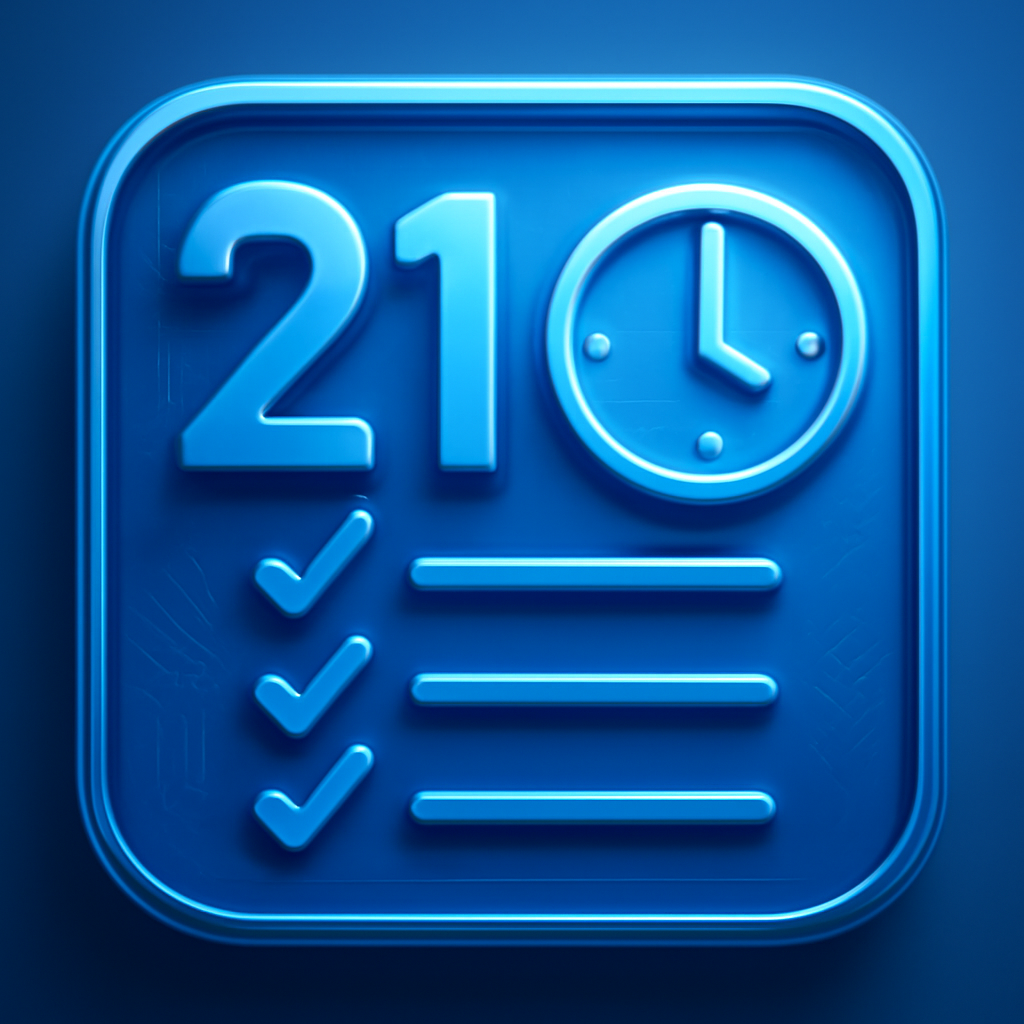 A badge representing 21 Game common issues for user assistance.