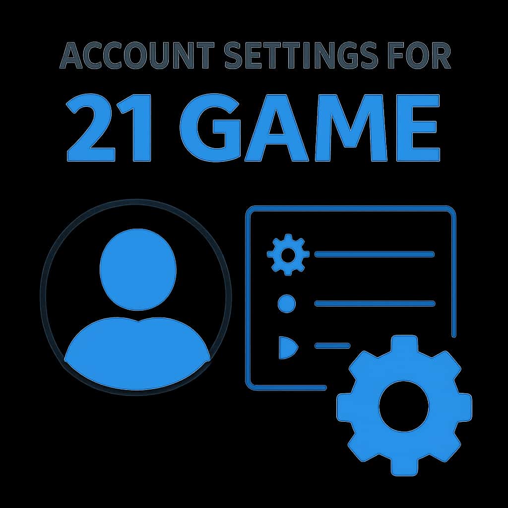 Illustration detailing the features of account settings for 21 Game.