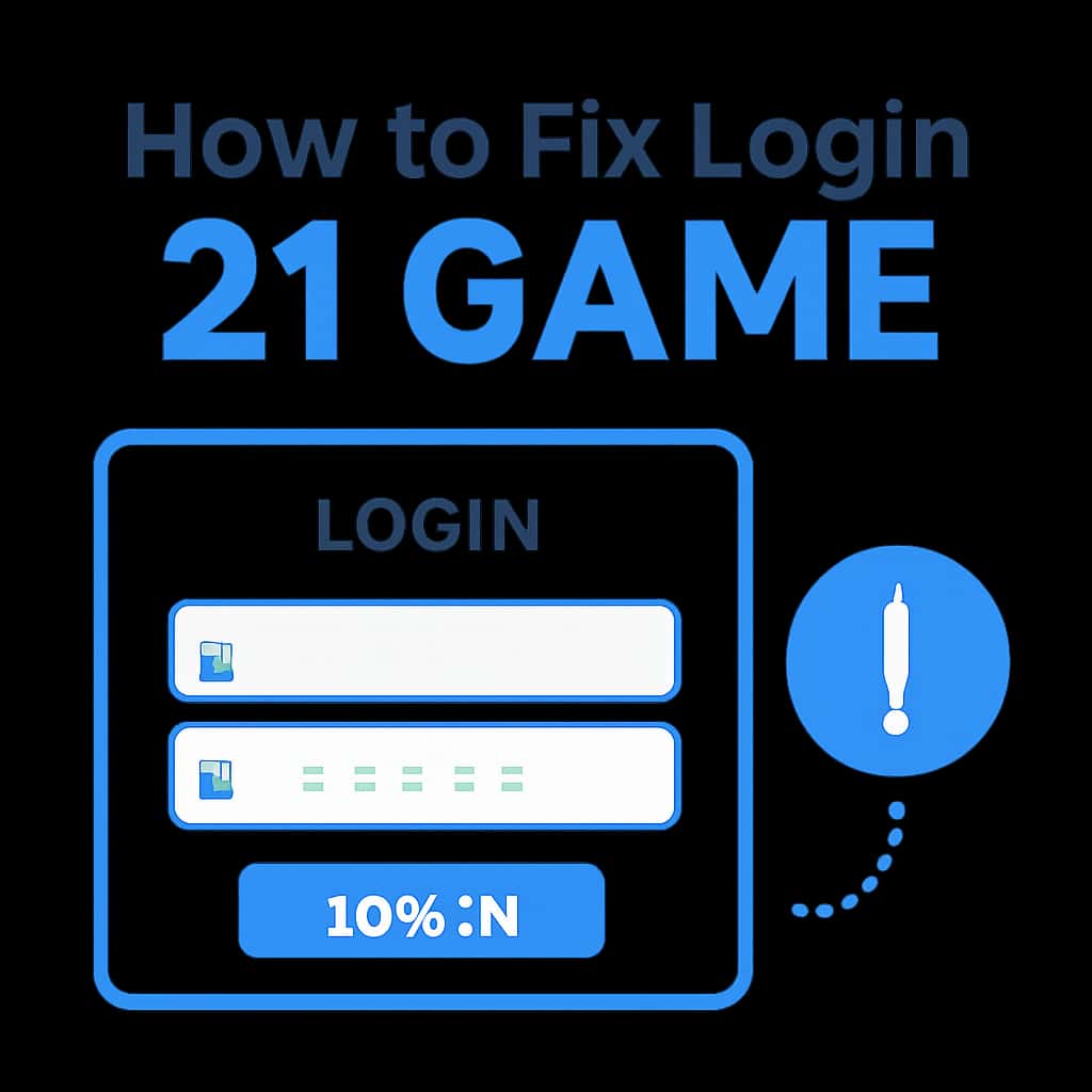 An educational chart displaying common login problems encountered in 21 Game.