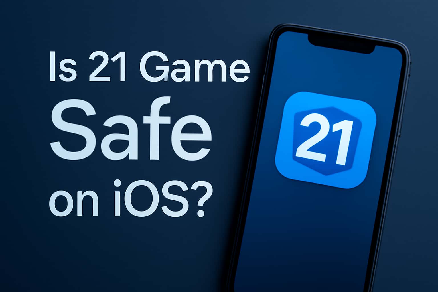 An illustrative graphic highlighting the safety features of 21 Game on iOS.