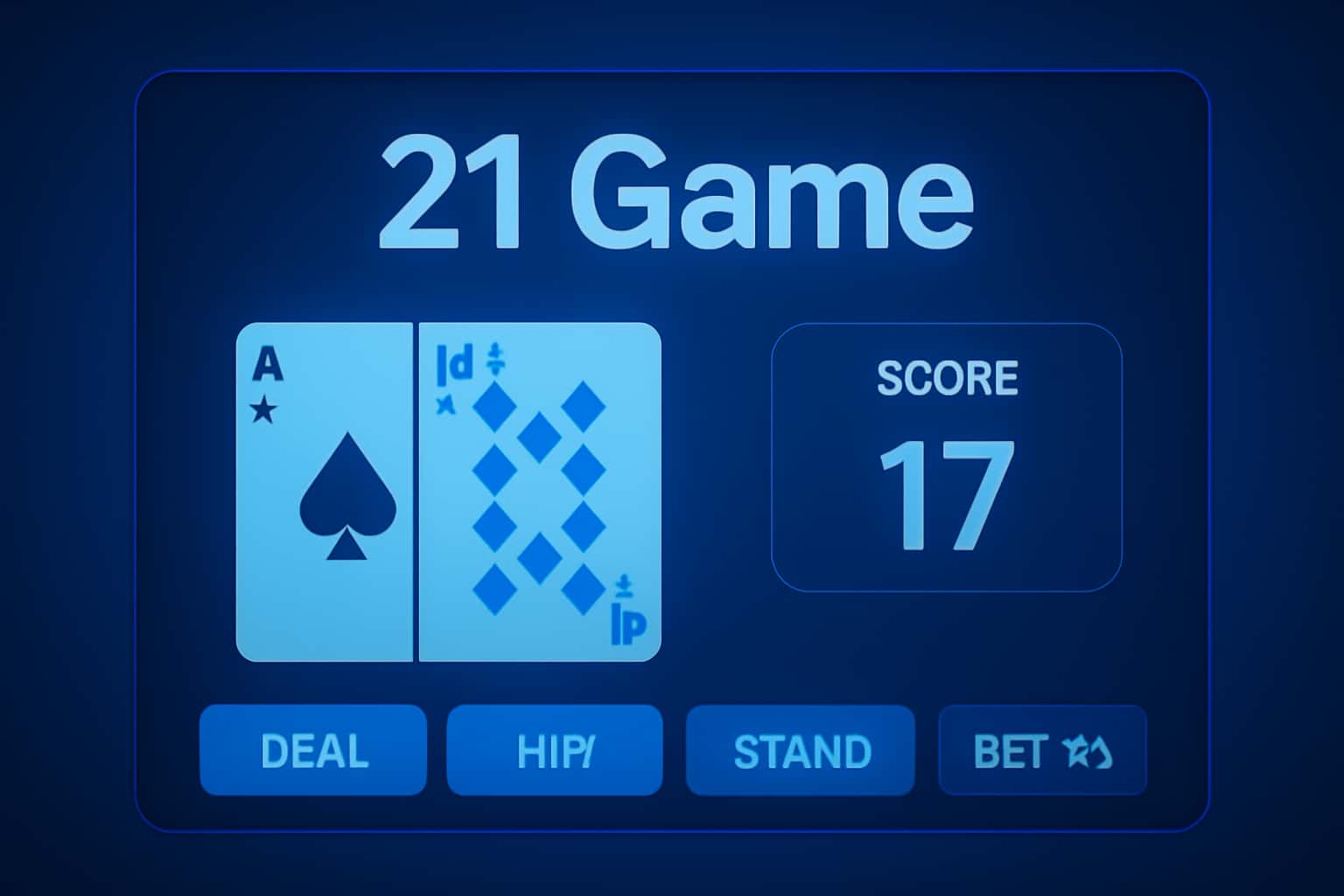 A visual representation of the 21 Game interface, showcasing its design with a focus on usability.