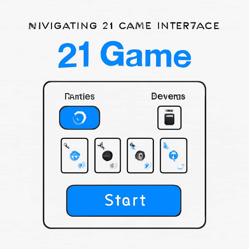 Illustration showcasing the navigation features of the 21 Game interface.
